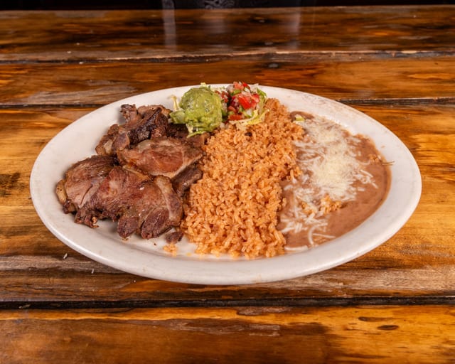 #21 Pork Carnitas Plate.